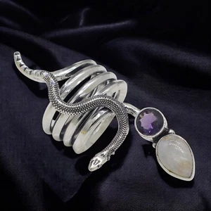 Moonstone Gemstone 925 Sterling Silver Ring Handmade Jewelry Ring - Picture 1 of 14