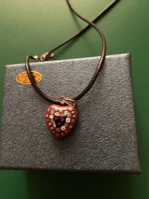 Murano Glass, Handcrafted Unique Jewelry, Red Heart Pendant with Necklace - Image 1 of 3