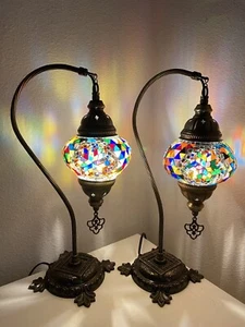 Turkish Moroccan Mosaic Colorful Table Bedside Desk Lamp Light Lampshade - Picture 1 of 2