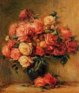 Oil painting Bouquet-of-Roses-Pierre-Auguste-Renoir impression still life canvas - Picture 1 of 1