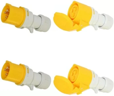 Trailing Plug & Socket (2 of each) 16 Amp 110V Site  16A 3 Pin 110 Volt Hook Up - Image 1 of 4