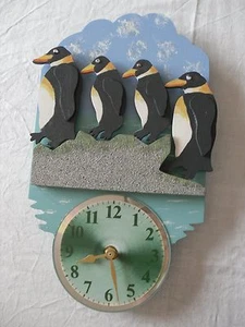Hand crafted wooden 'Penguins' clock - Picture 1 of 3