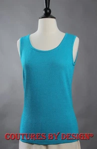 Camiseta sin mangas St John Knits Santana, Shell Lagoon azul talla pequeña nueva con etiquetas precio de venta sugerido por el fabricante $380 - Imagen 1 de 2