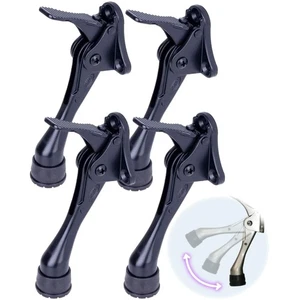 Heavy Duty Door Holder with Easy Foot Operation, 4 Pack 4'' - Black Rubber Tips - Picture 1 of 11