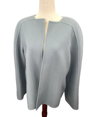 VTG Ellen Tracy Jacket Womens 16 Blue Wool Open Front Minimalist Classic Blazer - Image 1 of 4