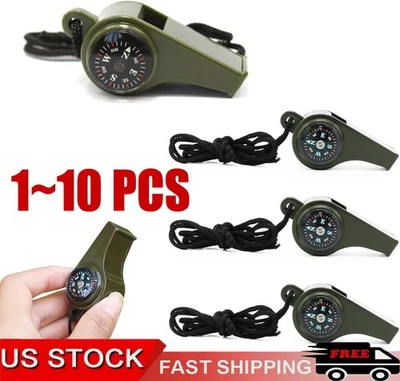 10Pack Very Loud Keychain Whistle for Survival, Sports, Hiking, Outdoor Activity - Image 1 of 4