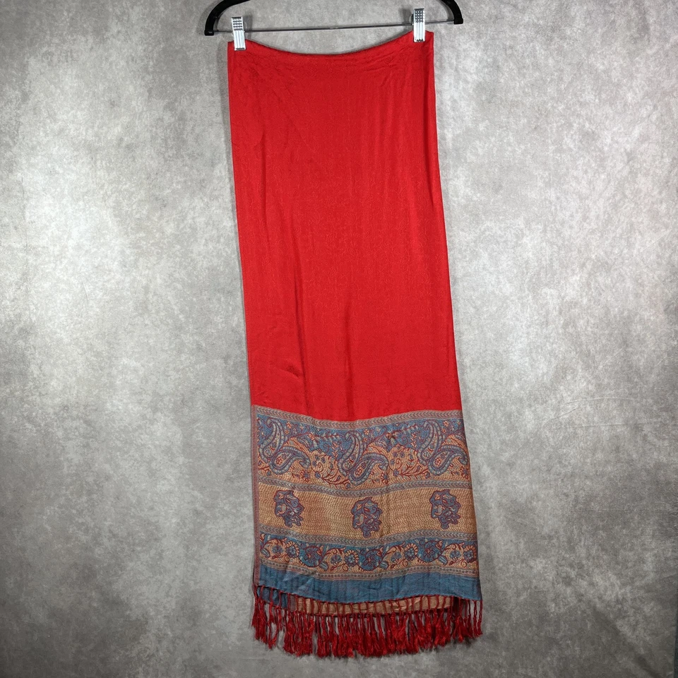 Paras 100% Cachemira Bufanda Paisley Pashmina Flecos Chal Envoltura 77x26 Boho Foto 1 de 4