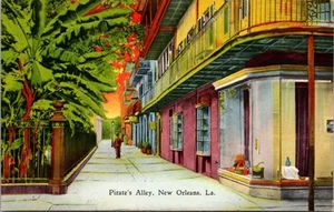 New Orleans Louisiana, Pirates Alley, Vintage Curteich Postcard Unposted - Picture 1 of 2
