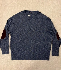Cremieux Pullover Herren XXL blau meliert Schleifenaufnäher Baumwolle Strickpullover neu mit Etikett $ 95 - Bild 1 von 13