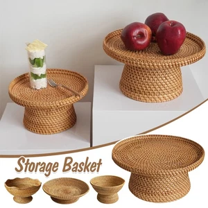 Woven Fruit Basket Organizer Food Snack Serving Basket Picnic Party Dining Room - Picture 1 of 17