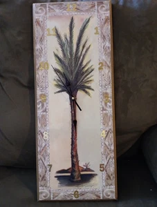 Repurposed Alison Jerry Palm Tree Wall Clock Art 20" X 8" - Picture 1 of 4