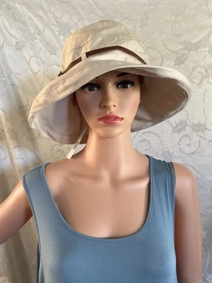 Nine West Packable Tan Brim Hat With Belt On Base - Image 1 of 4