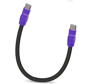 Chubby Short 240W Fast Charging Cable Silicone USB C Cable Black+Purple - Picture 1 of 5