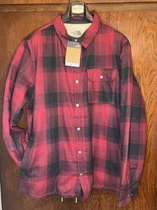 North Face Campshire Shirt Jacket Flannel Fleece Lined Beetroot Men Size 2XL New - Picture 1 of 8