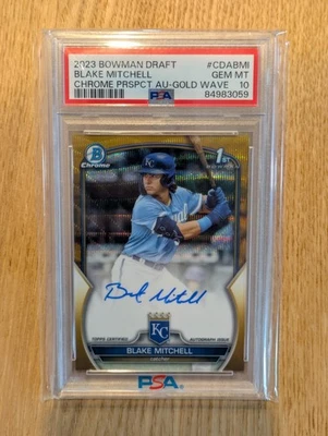 Blake Mitchell 2023 Bowman 1st Autograph Auto #CDA-BMI Gold Wave /50 PSA10 - Image 1 of 2