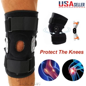Knee Brace Hinged Compression Sleeve Joint Support Open Patella Stabilizer Wrap - Picture 1 of 13