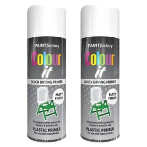 2X Plastic Primer Spray Paint Aerosol Auto Car Lacquer Wood Metal 400ml - Picture 1 of 1