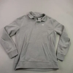 Vans Sweater Mens XL Long Sleeve Crew Neck 1/4 Button Gray Pockets - Picture 1 of 9