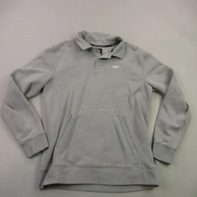 Vans Sweater Mens XL Long Sleeve Crew Neck 1/4 Button Gray Pockets - Image 1 of 4