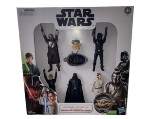 Star Wars 6 Figuren Set Luke Skywalker Darth Vader Mandalorian Grogu Rey Trooper - Bild 1 von 6