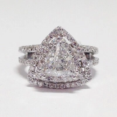 14K White Gold Trillion Cut Lab Grown Diamond Engagement Ring for Women - Image 1 of 4