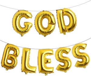 16 Inch God Bless Foil Letter Balloons Banner Baptism Party Decorations First Co - Picture 1 of 3