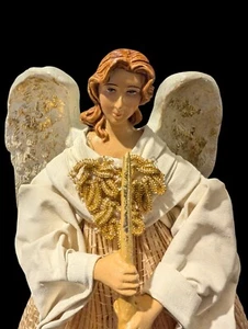 Vintage Angel Christmas Tree Topper Paper Fabric Mache Figurine Hand Crafted 8" - Picture 1 of 14