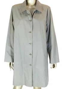 EILEEN FISHER~MINT!!~KHAKI 100% COTTON LIGHTWEIGHT BUTTON UP OVER COAT SZ:L - Picture 1 of 9