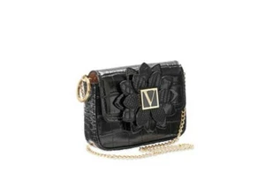 Victoria Secret micro crossbody/shoulder bag brand new black croc Floral - Picture 1 of 4
