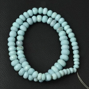 8 Inch Strand 5-10 MM Rare Sky Blue Opal Faceted Rondelle Shape Gemstone Beads - Picture 1 of 4