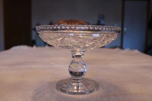 Crystal Heavy Clear Vintage Elegant Compote Pedestal Centerpiece Candy Dish - Picture 1 of 11