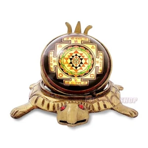 Tortoise Shree Yantra in Brass For Home & Office Decor Vastu Turtle Idol OmPooja - Picture 1 of 5