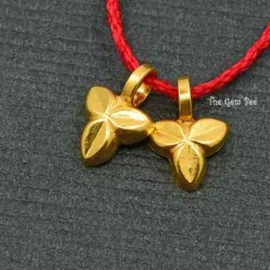 18k Yellow Gold Fancy 5mm Three Petal Maple Leaf Charms Pendants Findings PAIR - Picture 1 of 10
