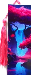 JAPANISCHE LANDSCHAFT, STECKBÄUME, WASSERFÄLLE, MYSTISCH - EINZIGARTIG exquisite Lesezeichen #1 - Bild 1 von 1
