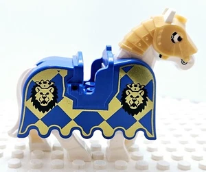 Custom Castle Blue Gold Lion King Knight Barding, Horse & Battle Helmet - Picture 1 of 7