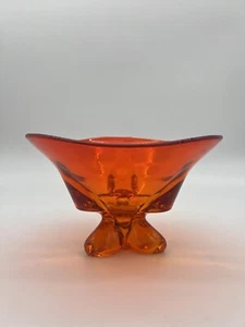 Mid Century Orange Glass Decorative Bowl 8’’ Round - Picture 1 of 6