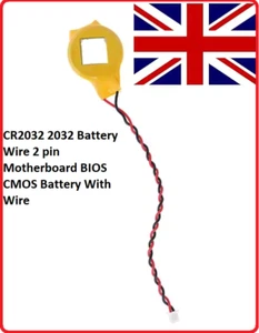 CR2032 2032 Battery Wire 2 pin Motherboard BIOS CMOS Battery With Wire - Picture 1 of 5