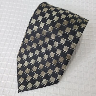 Alexander Julian Colours Mens Tie Black/White Checkered Polyester 58" x 3.75" - Image 1 of 4