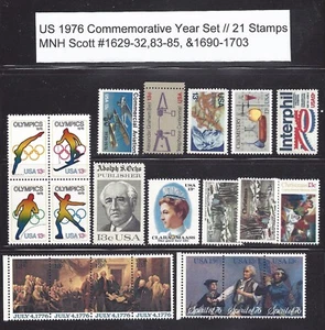 US 1976 Commemorative Year Set with 21 Stamps MNH - Picture 1 of 1