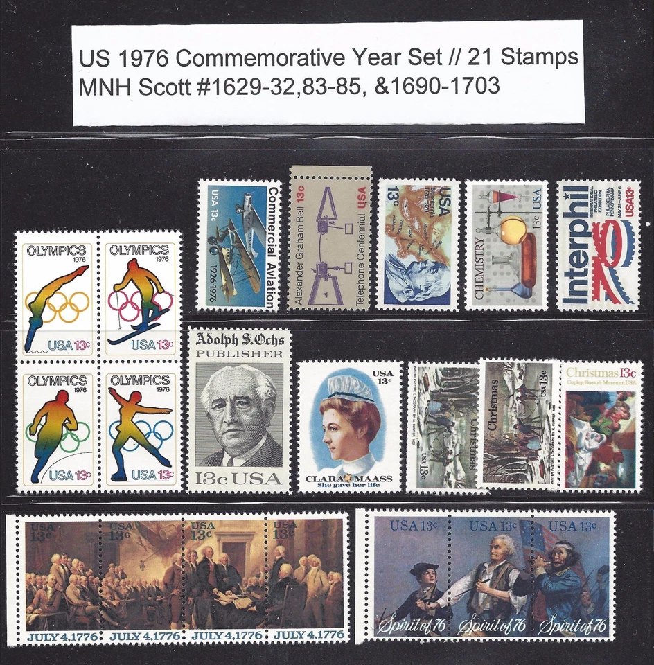 US 1976 Commemorative Year Set with 21 Stamps MNH - Image 1 of 1