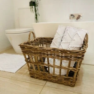 Rectangle Rattan Basket ideal for Laundry and Bathroom - Dark Brown - Picture 1 of 1
