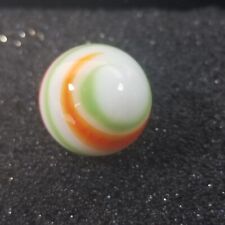Vintage Akro Agate Corkscrew Marble White with Red & Green Swirl 5/8"