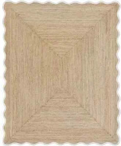 Jute Natural Scalloped Rug Scallop Boho Area Rug, Wave Runner Entryway - Picture 1 of 8