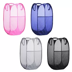 Collapsible Pop Up Laundry Hamper Mesh Foldable Laundry Basket Bag Extra Larg... - Picture 1 of 6