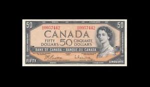1954 BANK OF CANADA QEII $50 **Beattie & Rasminsky** "B/H" (( aUNC ))