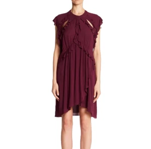 Iro Womens Aya Short Sleeveless Dress Cut Outs Size 36 AU 6 Wine Purple - Picture 1 of 5