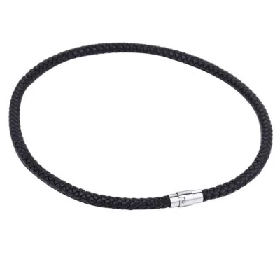 Gargantilha magnética/alternador colar corda de couro preto feito pelo homem 4-6mm 14"-28" - Imagem 1 de 4