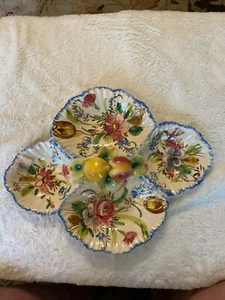 Vintage Italian Faience Nove Rose Fruit Relish Tray Server Hand Painted - Picture 1 of 6