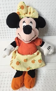 Disney October Minnie Mouse Beanbag in Pumpkin Dress and Bow 8in Tall - Picture 1 of 9
