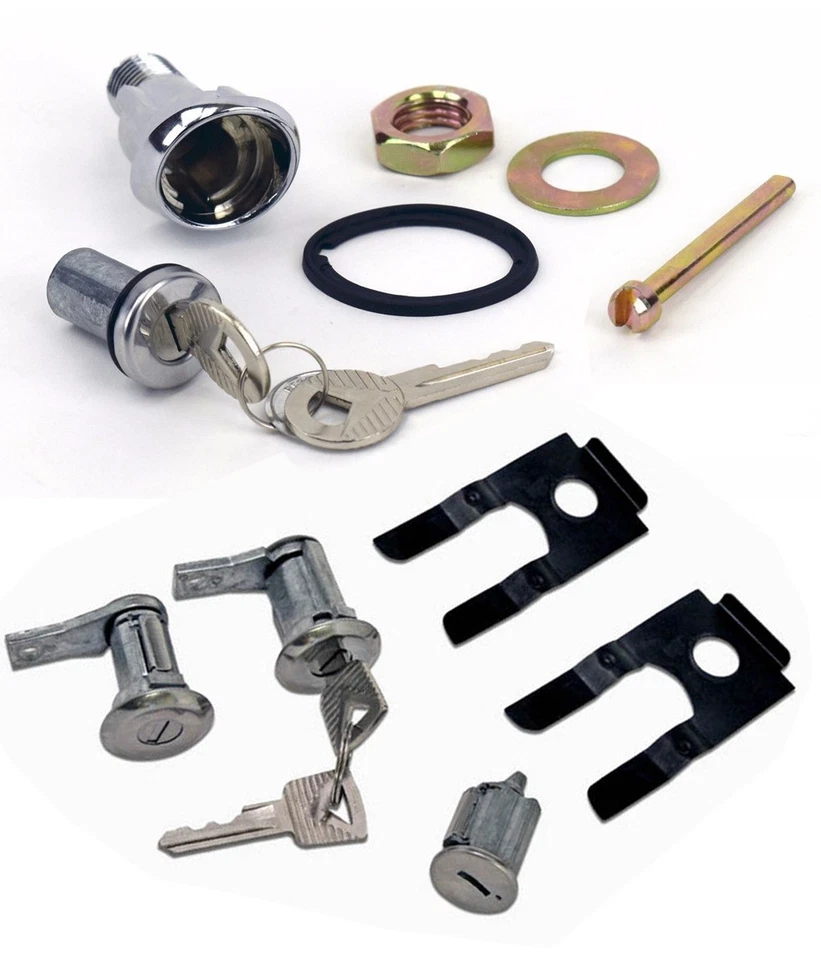 ¡NUEVO! Juego de cerraduras para Ford Mustang 1965-1966 puertas y llaves de encendido y maletero clips bisel Foto 1 de 4